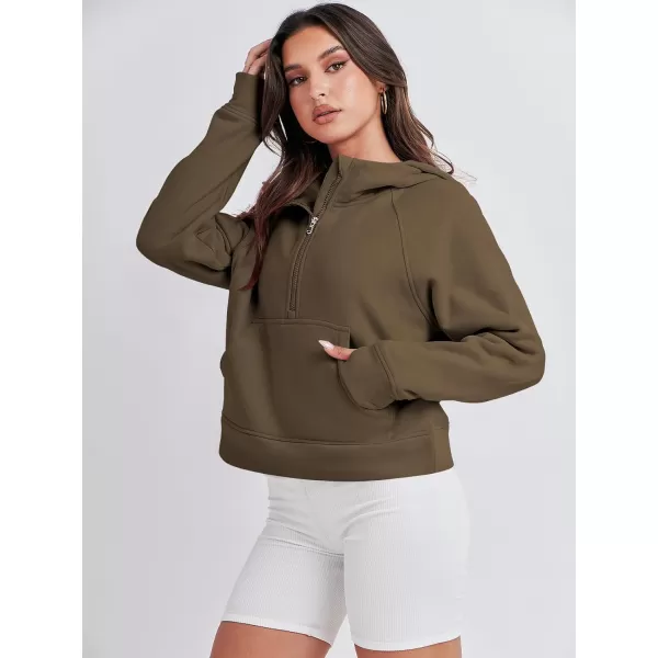 imageANRABESS Women Half Zip Cropped Hoodies Fleece Quarter Zip Up Pullover Sweatshirts Winter Clothes 2023 Outfits SweaterCoffee