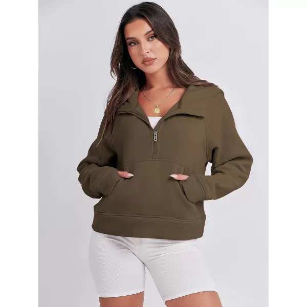 imageANRABESS Women Half Zip Cropped Hoodies Fleece Quarter Zip Up Pullover Sweatshirts Winter Clothes 2023 Outfits SweaterCoffee