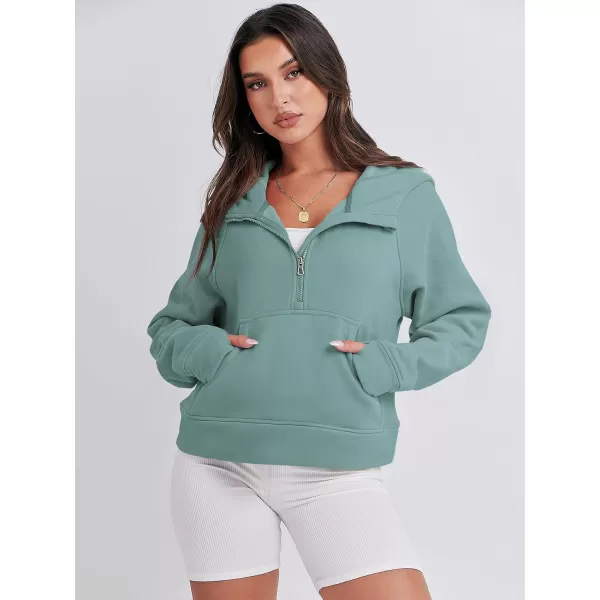 imageANRABESS Women Half Zip Cropped Hoodies Fleece Quarter Zip Up Pullover Sweatshirts Winter Clothes 2023 Outfits SweaterCyan