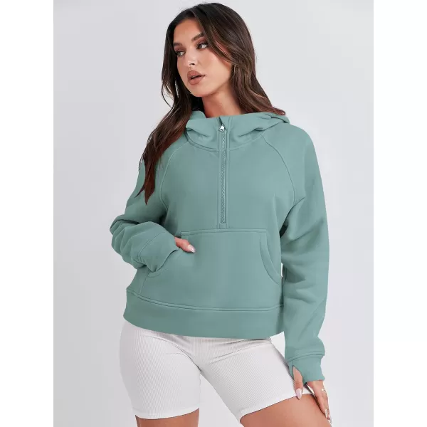 imageANRABESS Women Half Zip Cropped Hoodies Fleece Quarter Zip Up Pullover Sweatshirts Winter Clothes 2023 Outfits SweaterCyan