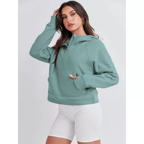 imageANRABESS Women Half Zip Cropped Hoodies Fleece Quarter Zip Up Pullover Sweatshirts Winter Clothes 2023 Outfits SweaterCyan