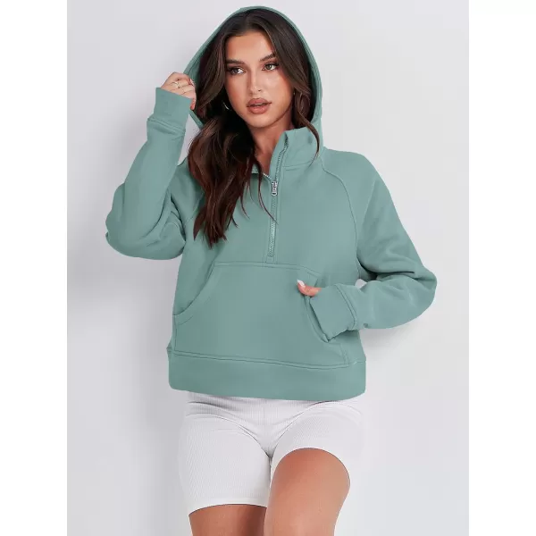 imageANRABESS Women Half Zip Cropped Hoodies Fleece Quarter Zip Up Pullover Sweatshirts Winter Clothes 2023 Outfits SweaterCyan