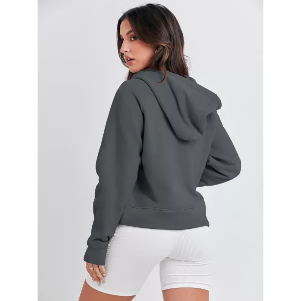 imageANRABESS Women Half Zip Cropped Hoodies Fleece Quarter Zip Up Pullover Sweatshirts Winter Clothes 2023 Outfits SweaterDark Grey
