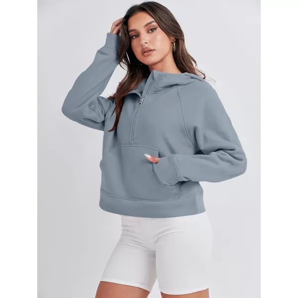imageANRABESS Women Half Zip Cropped Hoodies Fleece Quarter Zip Up Pullover Sweatshirts Winter Clothes 2023 Outfits SweaterGray Blue