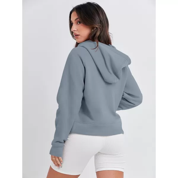 imageANRABESS Women Half Zip Cropped Hoodies Fleece Quarter Zip Up Pullover Sweatshirts Winter Clothes 2023 Outfits SweaterGray Blue