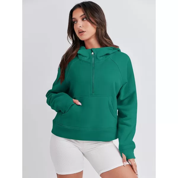 imageANRABESS Women Half Zip Cropped Hoodies Fleece Quarter Zip Up Pullover Sweatshirts Winter Clothes 2023 Outfits SweaterGreen