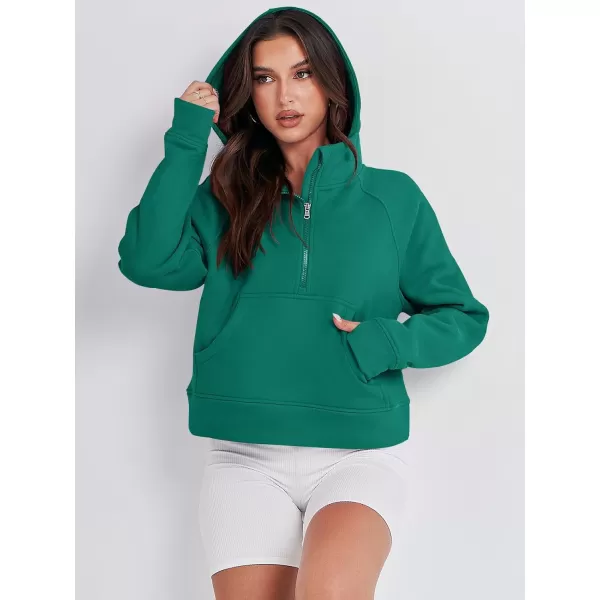 imageANRABESS Women Half Zip Cropped Hoodies Fleece Quarter Zip Up Pullover Sweatshirts Winter Clothes 2023 Outfits SweaterGreen