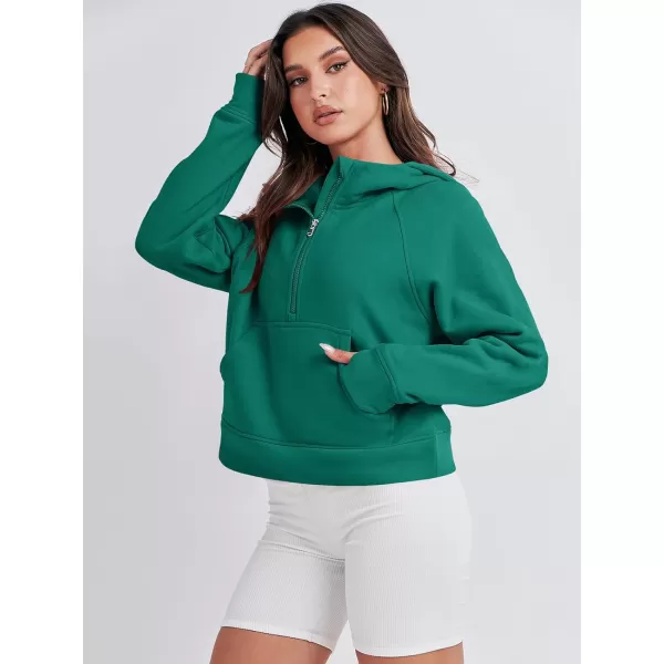 imageANRABESS Women Half Zip Cropped Hoodies Fleece Quarter Zip Up Pullover Sweatshirts Winter Clothes 2023 Outfits SweaterGreen