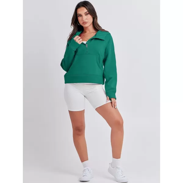 imageANRABESS Women Half Zip Cropped Hoodies Fleece Quarter Zip Up Pullover Sweatshirts Winter Clothes 2023 Outfits SweaterGreen