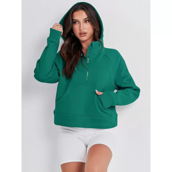 imageANRABESS Women Half Zip Cropped Hoodies Fleece Quarter Zip Up Pullover Sweatshirts Winter Clothes 2023 Outfits SweaterGreen