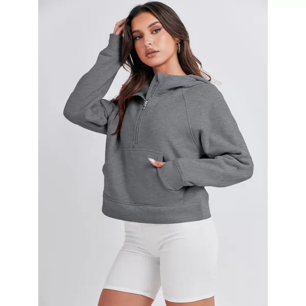 imageANRABESS Women Half Zip Cropped Hoodies Fleece Quarter Zip Up Pullover Sweatshirts Winter Clothes 2023 Outfits SweaterGrey