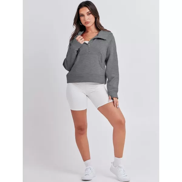 imageANRABESS Women Half Zip Cropped Hoodies Fleece Quarter Zip Up Pullover Sweatshirts Winter Clothes 2023 Outfits SweaterGrey