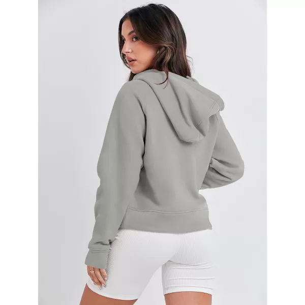 imageANRABESS Women Half Zip Cropped Hoodies Fleece Quarter Zip Up Pullover Sweatshirts Winter Clothes 2023 Outfits SweaterGrey White