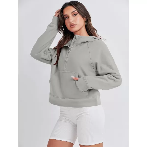 imageANRABESS Women Half Zip Cropped Hoodies Fleece Quarter Zip Up Pullover Sweatshirts Winter Clothes 2023 Outfits SweaterGrey White