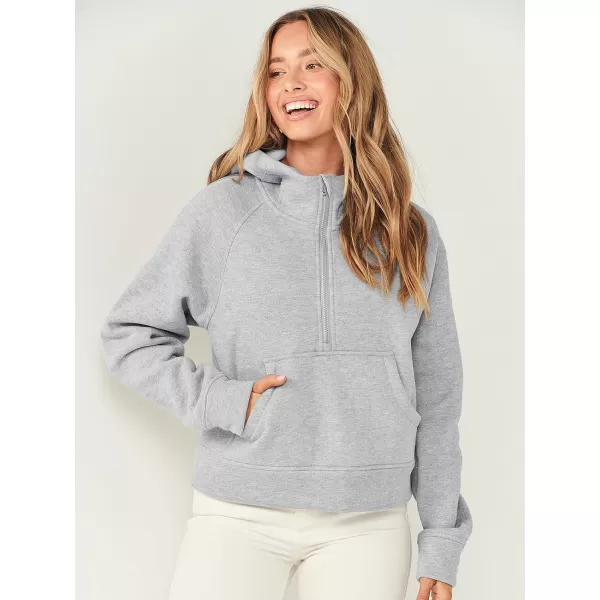 imageANRABESS Women Half Zip Cropped Hoodies Fleece Quarter Zip Up Pullover Sweatshirts Winter Clothes 2023 Outfits SweaterLight Grey