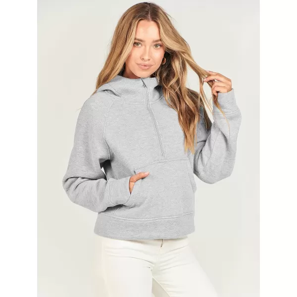 imageANRABESS Women Half Zip Cropped Hoodies Fleece Quarter Zip Up Pullover Sweatshirts Winter Clothes 2023 Outfits SweaterLight Grey