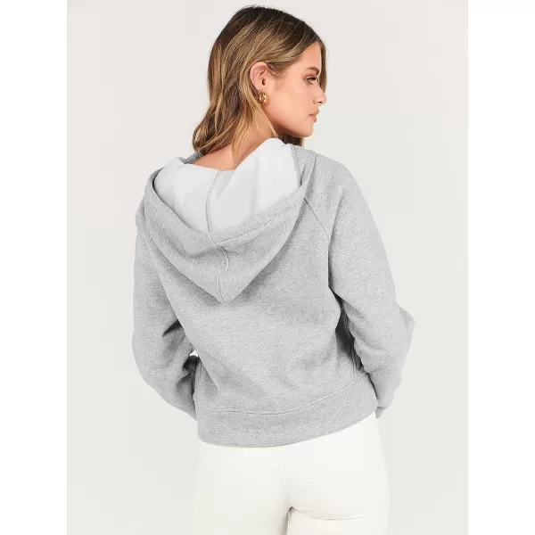 imageANRABESS Women Half Zip Cropped Hoodies Fleece Quarter Zip Up Pullover Sweatshirts Winter Clothes 2023 Outfits SweaterLight Grey