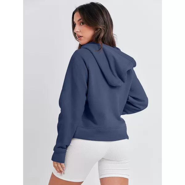 imageANRABESS Women Half Zip Cropped Hoodies Fleece Quarter Zip Up Pullover Sweatshirts Winter Clothes 2023 Outfits SweaterNavy Blue