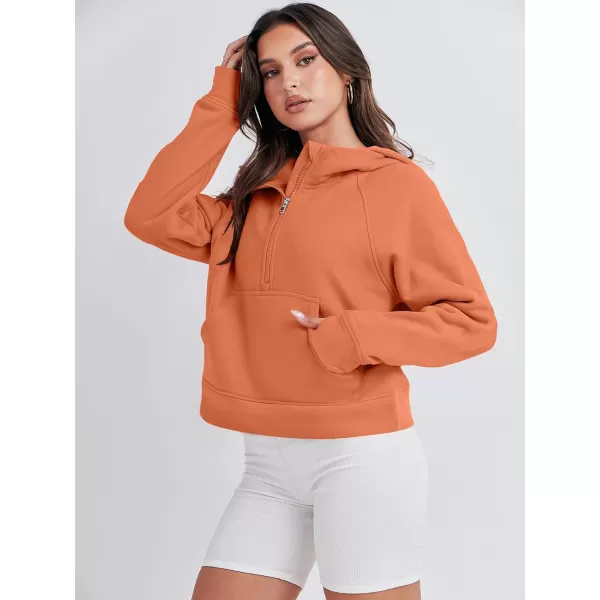 imageANRABESS Women Half Zip Cropped Hoodies Fleece Quarter Zip Up Pullover Sweatshirts Winter Clothes 2023 Outfits SweaterOrange