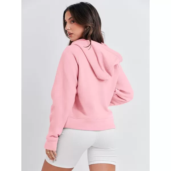 imageANRABESS Women Half Zip Cropped Hoodies Fleece Quarter Zip Up Pullover Sweatshirts Winter Clothes 2023 Outfits SweaterPink