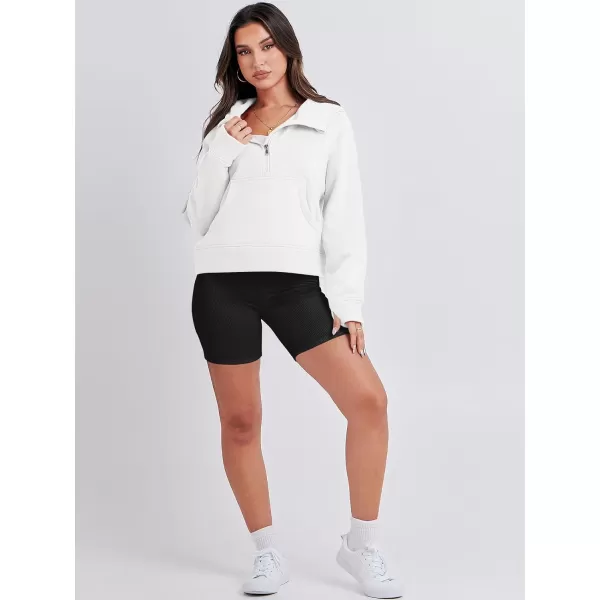imageANRABESS Women Half Zip Cropped Hoodies Fleece Quarter Zip Up Pullover Sweatshirts Winter Clothes 2023 Outfits SweaterWhite