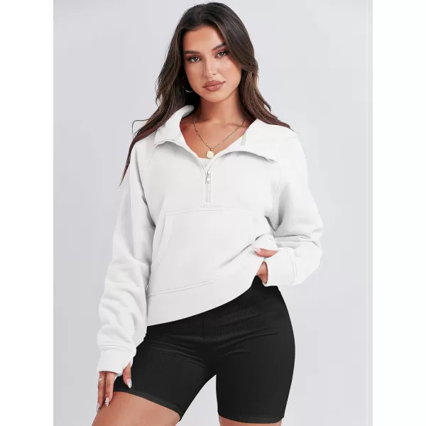 imageANRABESS Women Half Zip Cropped Hoodies Fleece Quarter Zip Up Pullover Sweatshirts Winter Clothes 2023 Outfits SweaterWhite