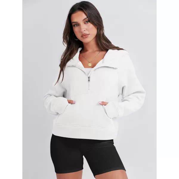 imageANRABESS Women Half Zip Cropped Hoodies Fleece Quarter Zip Up Pullover Sweatshirts Winter Clothes 2023 Outfits SweaterWhite