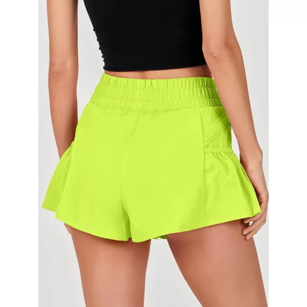 imageANRABESS Women High Waisted Quick Dry Flowy Shorts Gym Workout Running Athletic Short with PocketsBright Yellow