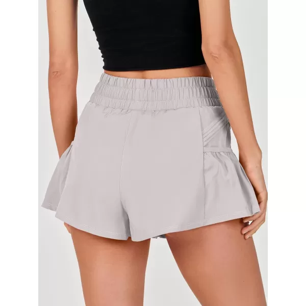 imageANRABESS Women High Waisted Quick Dry Flowy Shorts Gym Workout Running Athletic Short with PocketsGrey