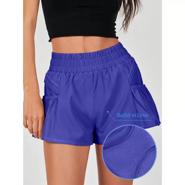 imageANRABESS Women High Waisted Quick Dry Flowy Shorts Gym Workout Running Athletic Short with PocketsRoyal Blue