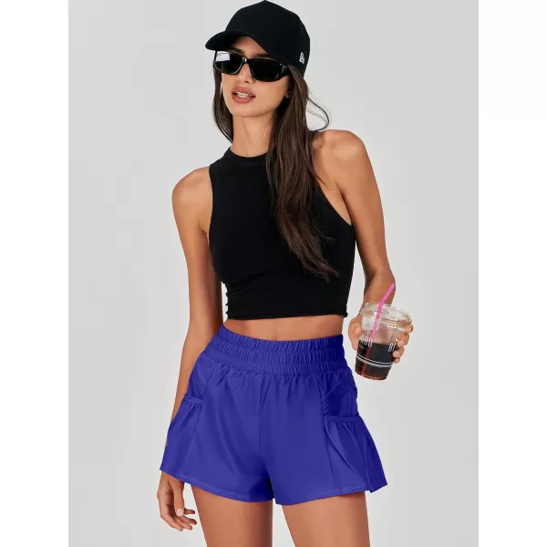 imageANRABESS Women High Waisted Quick Dry Flowy Shorts Gym Workout Running Athletic Short with PocketsRoyal Blue