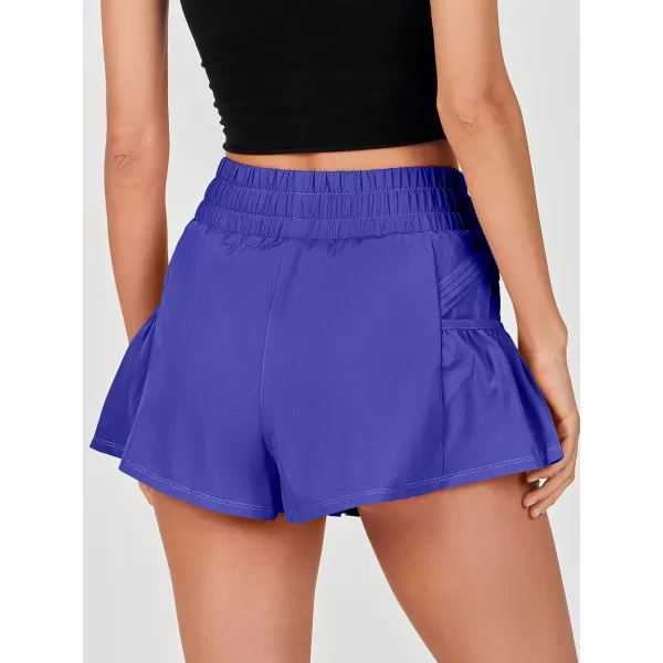 imageANRABESS Women High Waisted Quick Dry Flowy Shorts Gym Workout Running Athletic Short with PocketsRoyal Blue