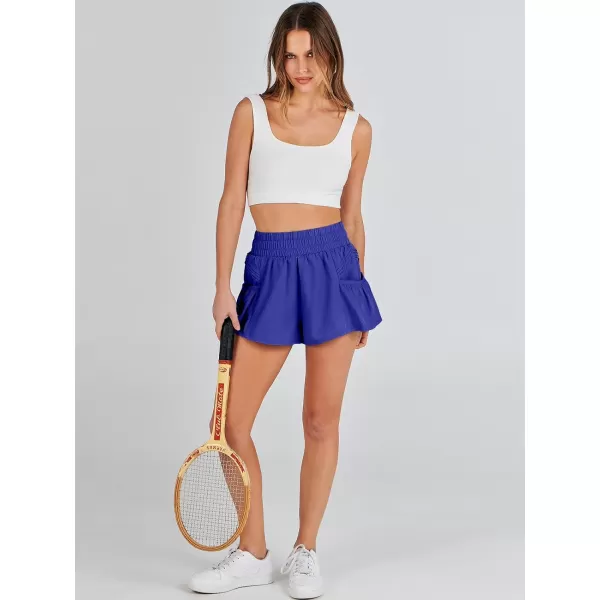 imageANRABESS Women High Waisted Quick Dry Flowy Shorts Gym Workout Running Athletic Short with PocketsRoyal Blue