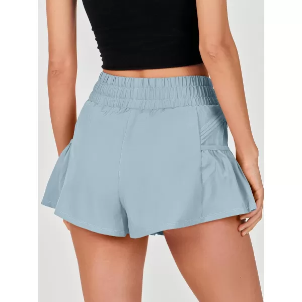 imageANRABESS Women High Waisted Quick Dry Flowy Shorts Gym Workout Running Athletic Short with PocketsSky Blue