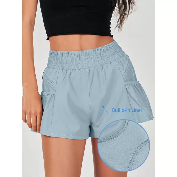 imageANRABESS Women High Waisted Quick Dry Flowy Shorts Gym Workout Running Athletic Short with PocketsSky Blue