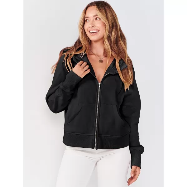 imageANRABESS Women Hoodies Fleece Lined Full Zipper Sweatshirts Long Sleeve Crop Tops Clothes Sweater Thumb HoleBlack