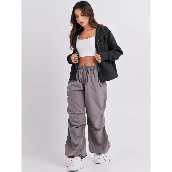 imageANRABESS Women Hoodies Fleece Lined Full Zipper Sweatshirts Long Sleeve Crop Tops Clothes Sweater Thumb HoleBlack