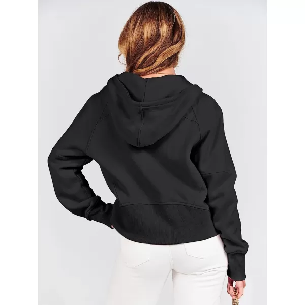 imageANRABESS Women Hoodies Fleece Lined Full Zipper Sweatshirts Long Sleeve Crop Tops Clothes Sweater Thumb HoleBlack