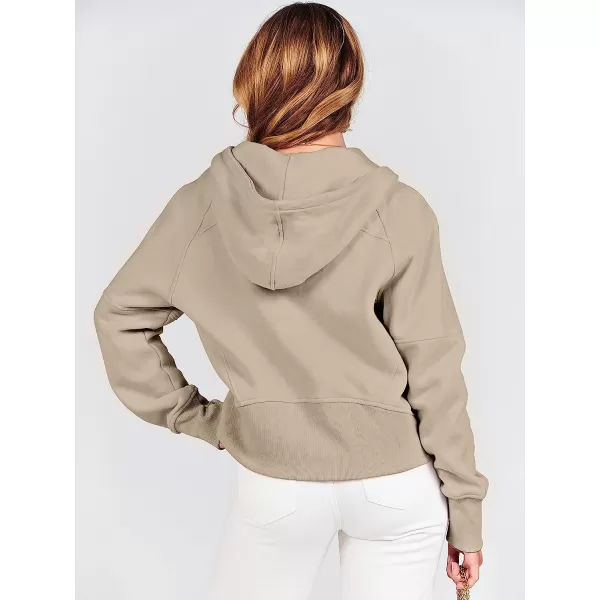 imageANRABESS Women Hoodies Fleece Lined Full Zipper Sweatshirts Long Sleeve Crop Tops Clothes Sweater Thumb HoleCamel