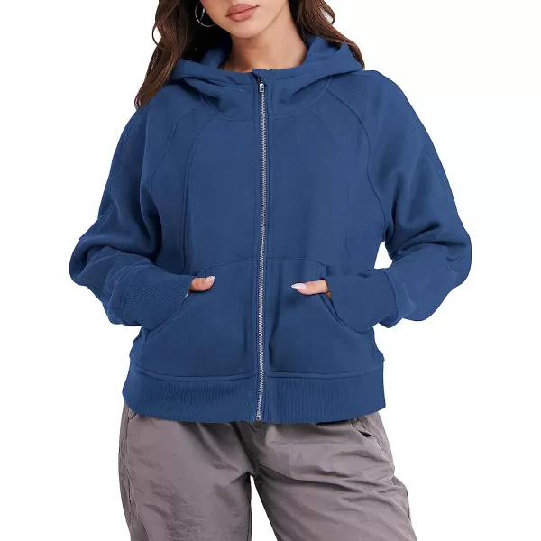 imageANRABESS Women Hoodies Fleece Lined Full Zipper Sweatshirts Long Sleeve Crop Tops Clothes Sweater Thumb HoleDark Blue