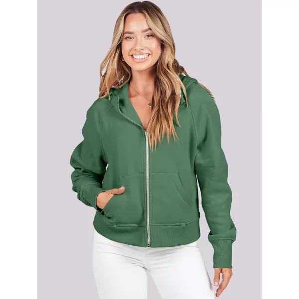 imageANRABESS Women Hoodies Fleece Lined Full Zipper Sweatshirts Long Sleeve Crop Tops Clothes Sweater Thumb HoleDeep Green