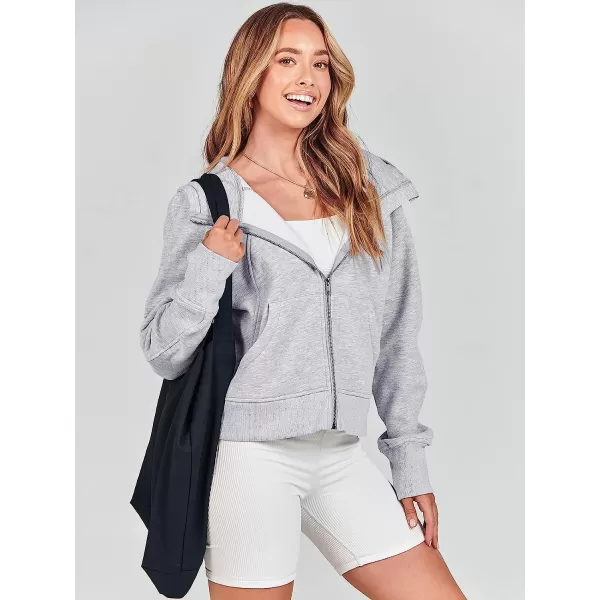 imageANRABESS Women Hoodies Fleece Lined Full Zipper Sweatshirts Long Sleeve Crop Tops Clothes Sweater Thumb HoleGery