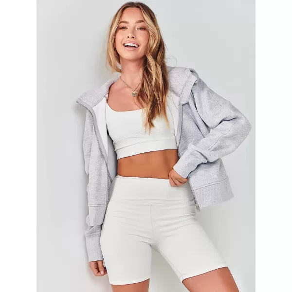imageANRABESS Women Hoodies Fleece Lined Full Zipper Sweatshirts Long Sleeve Crop Tops Clothes Sweater Thumb HoleGery