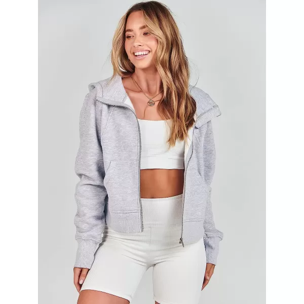 imageANRABESS Women Hoodies Fleece Lined Full Zipper Sweatshirts Long Sleeve Crop Tops Clothes Sweater Thumb HoleGery