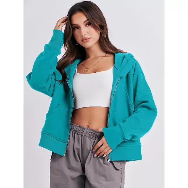 imageANRABESS Women Hoodies Fleece Lined Full Zipper Sweatshirts Long Sleeve Crop Tops Clothes Sweater Thumb HoleLake