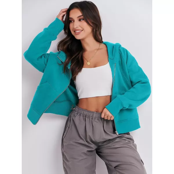 imageANRABESS Women Hoodies Fleece Lined Full Zipper Sweatshirts Long Sleeve Crop Tops Clothes Sweater Thumb HoleLake