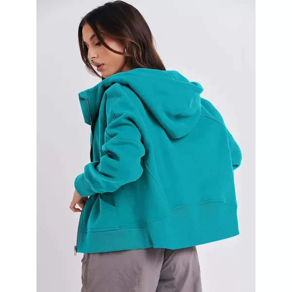 imageANRABESS Women Hoodies Fleece Lined Full Zipper Sweatshirts Long Sleeve Crop Tops Clothes Sweater Thumb HoleLake