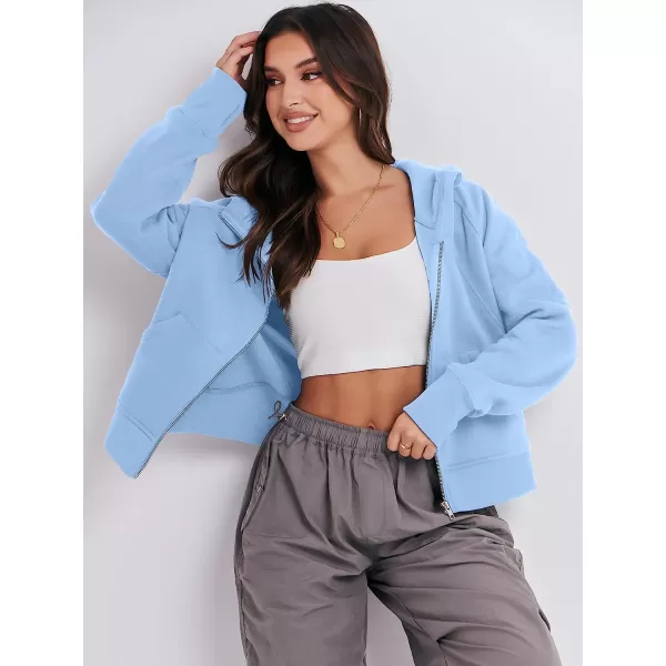 imageANRABESS Women Hoodies Fleece Lined Full Zipper Sweatshirts Long Sleeve Crop Tops Clothes Sweater Thumb HoleLight Blue
