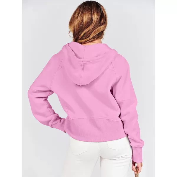 imageANRABESS Women Hoodies Fleece Lined Full Zipper Sweatshirts Long Sleeve Crop Tops Clothes Sweater Thumb HolePink