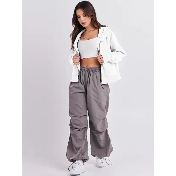 imageANRABESS Women Hoodies Fleece Lined Full Zipper Sweatshirts Long Sleeve Crop Tops Clothes Sweater Thumb HoleWhite
